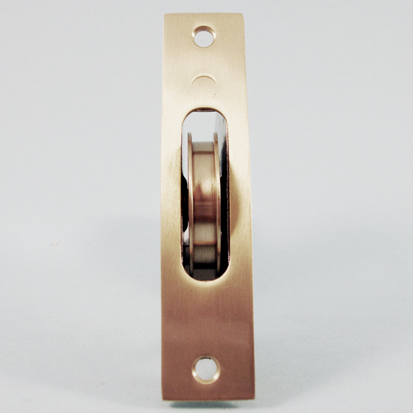 THD241/SB • Satin Brass • Square • Sash Pulley With Steel Body and 50mm [2] Brass Pulley